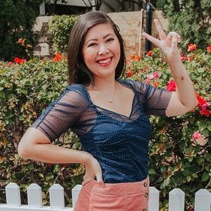 Zara Sheer Navy Polka Dot Top